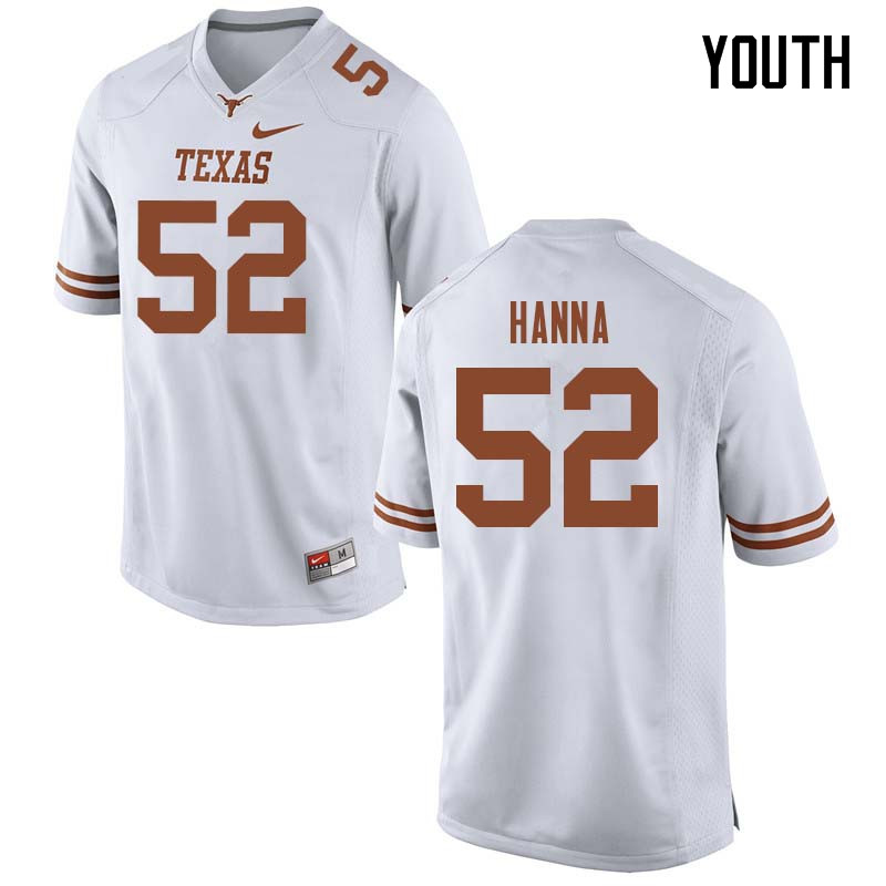 Youth #52 Jackson Hanna Texas Longhorns College Football Jerseys Sale-White